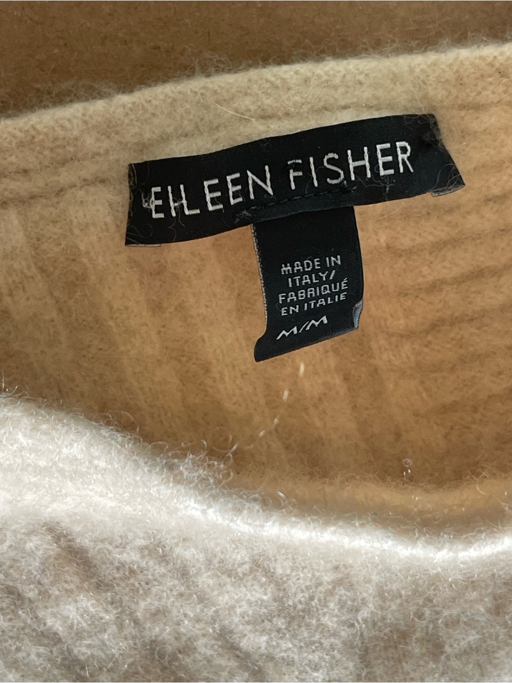 Eileen Fisher Cream Ribbed Cozy Wool Blend Cashmere Angora Sweater - Picture 4 of 7